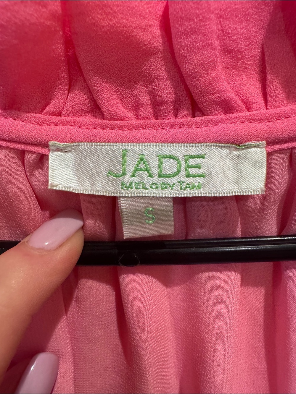 Jade Pink Ruffle Tie-Neck Peasant Blouse - Picture 4 of 4